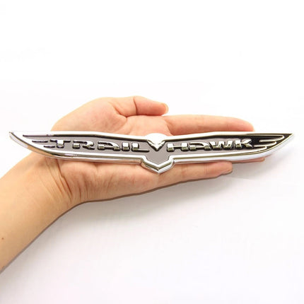3D Metal Emblem for 2023–2025 Jeep Trailhawk Nameplate Replacement (Black Red / Chrome Black)