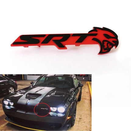Front Grille Emblem Badge for 2018–2023 Dodge Challenger SRT Hellcat (Black/Red/Chrome)