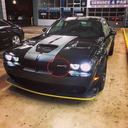 Front Grille Emblem Badge for 2018–2023 Dodge Challenger SRT Hellcat (Black/Red/Chrome)