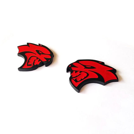 Hollow Emblem Badge Set for 2015–2019 Dodge Charger Challenger Hellcat (Black/Red/Chrome)