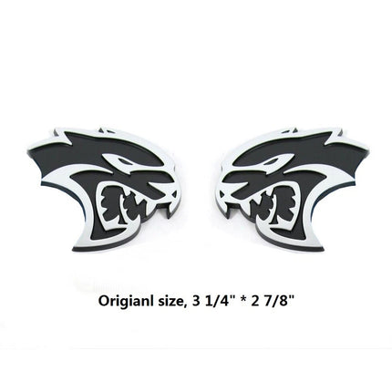 Hollow Emblem Badge Set for 2015–2019 Dodge Charger Challenger Hellcat (Black/Red/Chrome)