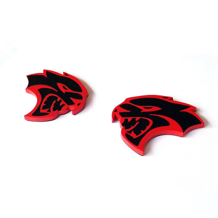 Hollow Emblem Badge Set for 2015–2019 Dodge Charger Challenger Hellcat (Black/Red/Chrome)