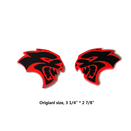 Hollow Emblem Badge Set for 2015–2019 Dodge Charger Challenger Hellcat (Black/Red/Chrome)