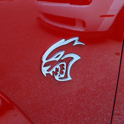 Hollow Emblem Badge Set for 2020-2023 Dodge Challenger Charger Hellcat Black/Red/Chrome