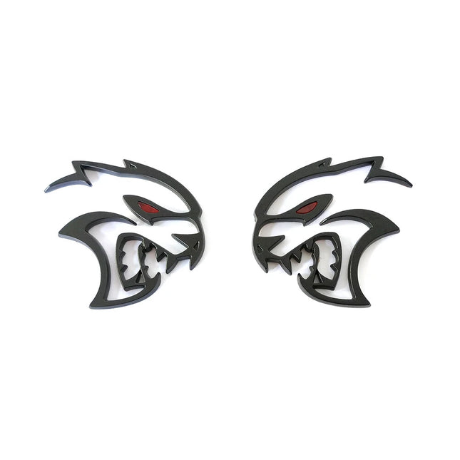 3D Hood Side Emblems for 2019-2022 Dodge Challenger SRT Redeye Hellcat (Black/Chrome)