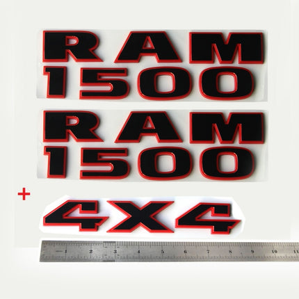 Emblem Set for 2015-2018 RAM 1500 3D Side Badge Replacement 68247897AA (Chrome / Black Red) 2-Pack/3-Pack