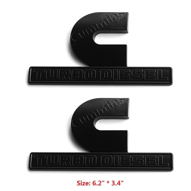 Hood Side Emblems 3D for 2013-2018 RAM 2500 3500 Cummins Turbo Diesel (Black/Red/Chrome)