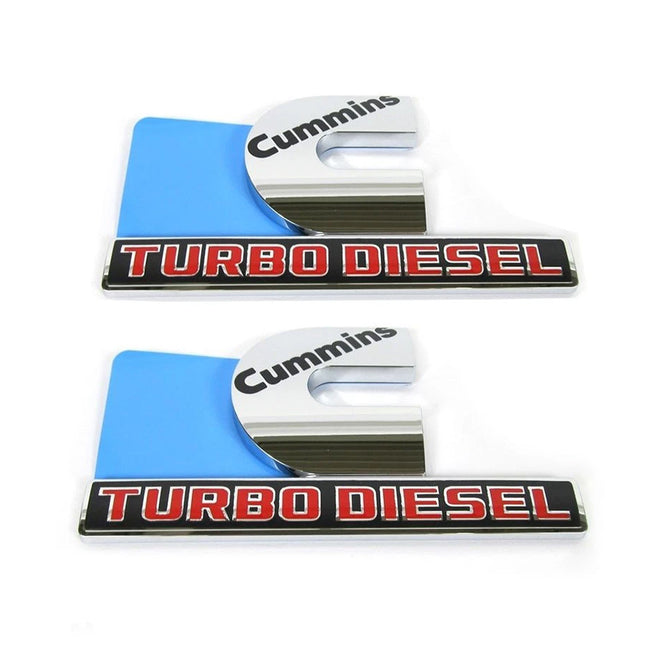 Hood Side Emblems 3D for 2013-2018 RAM 2500 3500 Cummins Turbo Diesel (Black/Red/Chrome)