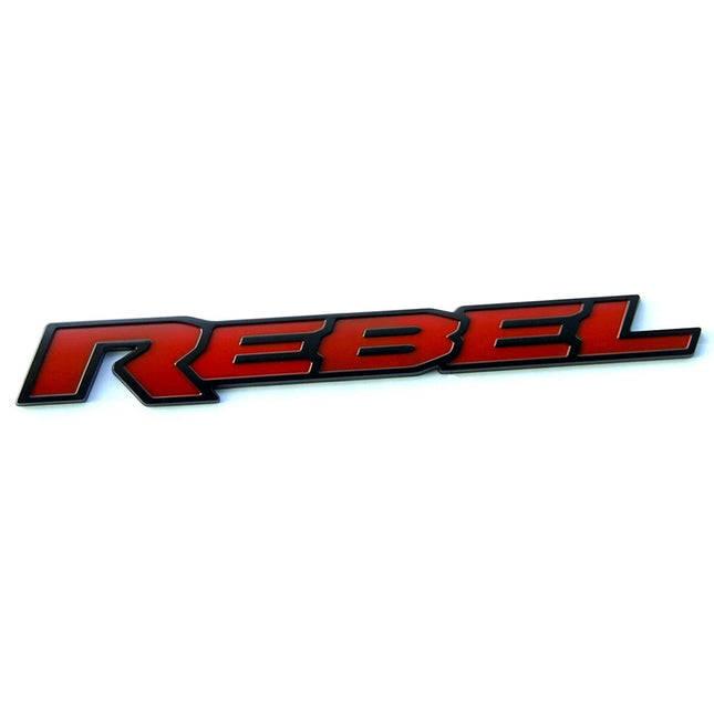 Tailgate Emblem Badge Fits 2015-2019 Ram 1500 REBEL 3D Replacement (Black/Red/Chrome)