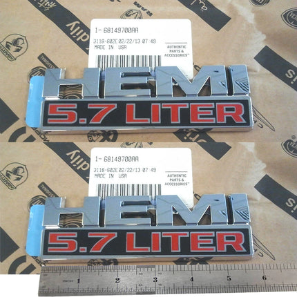 Fender Emblems for 2013-2024 RAM 1500 5.7L HEMI Badge Set 68247898AA (Black/Red/Chrome)