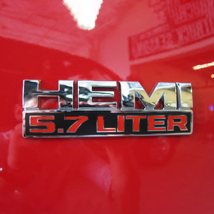 Fender Emblems for 2013-2024 RAM 1500 5.7L HEMI Badge Set 68247898AA (Black/Red/Chrome)