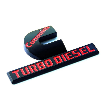 Front Fender Emblems for 2006-2012 RAM 2500 3500 Cummins Turbo Diesel (Black/Red/Chrome)