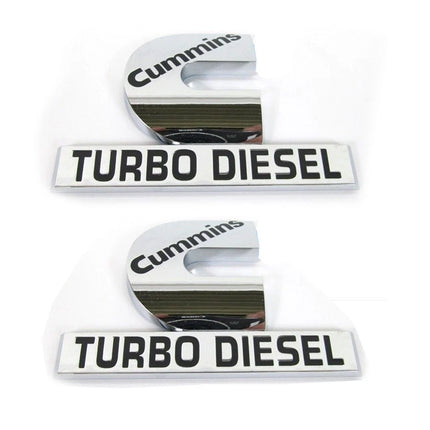 Front Fender Emblems for 2006-2012 RAM 2500 3500 Cummins Turbo Diesel (Black/Red/Chrome)