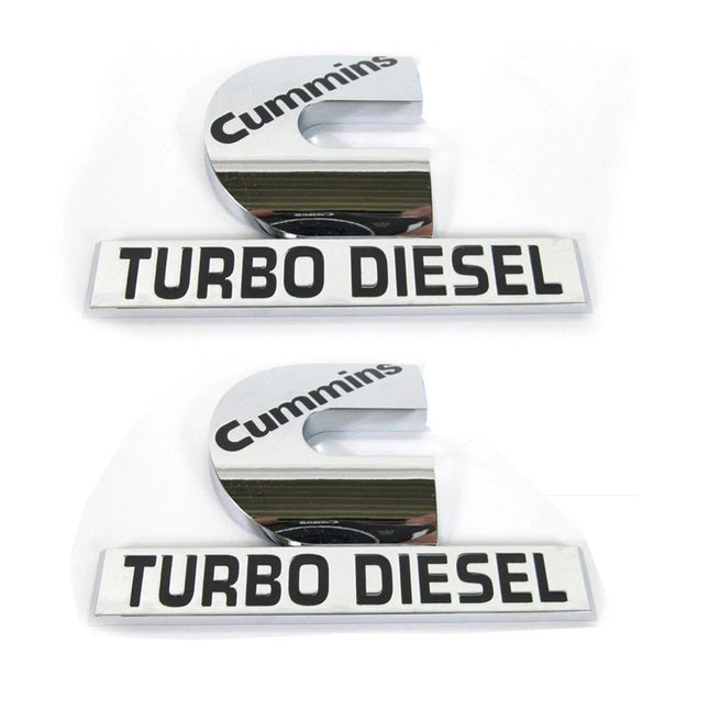 Front Fender Emblems for 2006-2012 RAM 2500 3500 Cummins Turbo Diesel (Black/Red/Chrome)