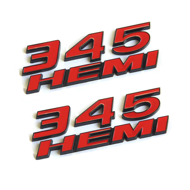 Fender Emblem Badge Set for 2011–2023 Dodge Charger Challenger 345 HEMI (Black/Red)