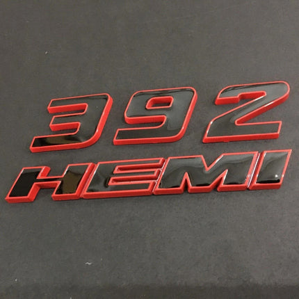 Hood Side Emblem Badges for 2011–2023 Dodge Charger Challenger 392 HEMI (Black/Red)