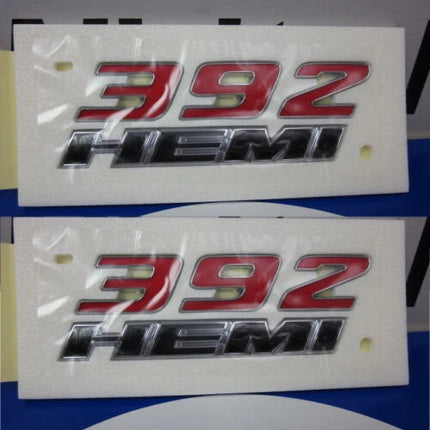 Hood Side Emblem Badges for 2011–2023 Dodge Charger Challenger 392 HEMI (Black/Red)
