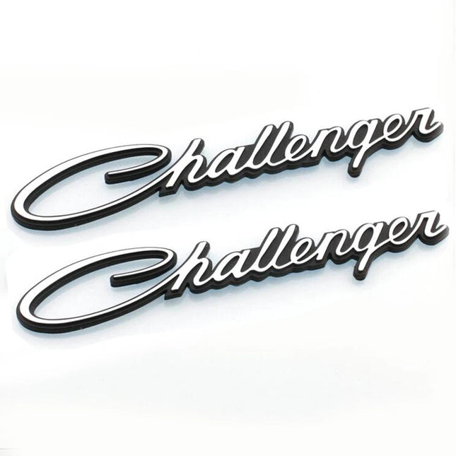 Front Fender Letter Emblem Badge Fits 2009–2023 Dodge Challenger (Black/Chrome)