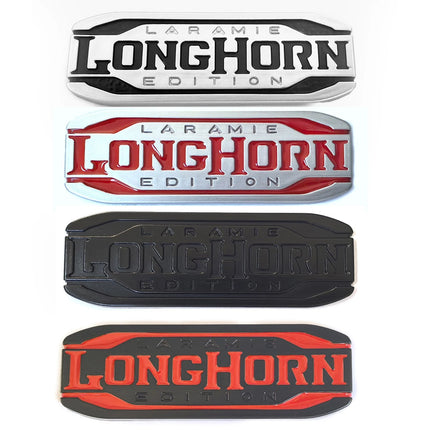 Tailgate Emblem Badge for RAM 1500/2500 2019+ Laramie Longhorn (Black/Red/Chrome)