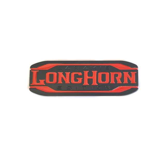 Tailgate Emblem Badge for RAM 1500/2500 2019+ Laramie Longhorn (Black/Red/Chrome)