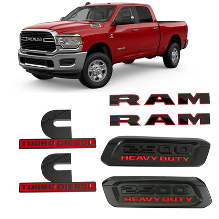 Emblem Set for 2019–2026 RAM 2500 Door Cummins Turbo Diesel Hood Badges