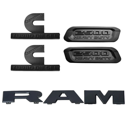 5PCS Emblem Set for 2019–2024 RAM 2500 Grille Cummins Turbo Diesel Hood