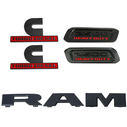 5PCS Emblem Set for 2019–2024 RAM 2500 Grille Cummins Turbo Diesel Hood