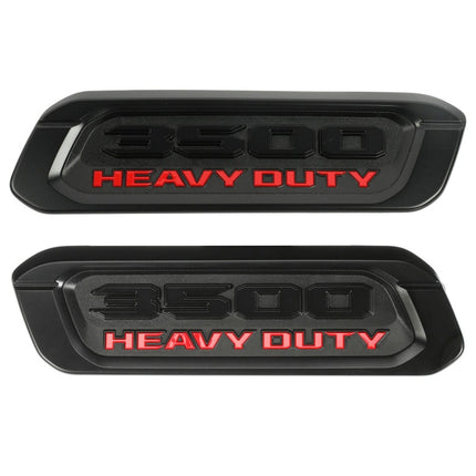 Hood Emblems for 2019–2026 RAM 3500 Heavy Duty Left Right Badge Set (Black/Red)
