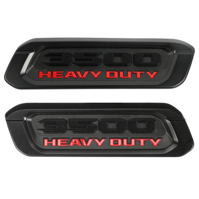 Hood Emblems for 2019–2026 RAM 3500 Heavy Duty Left Right Badge Set (Black/Red)