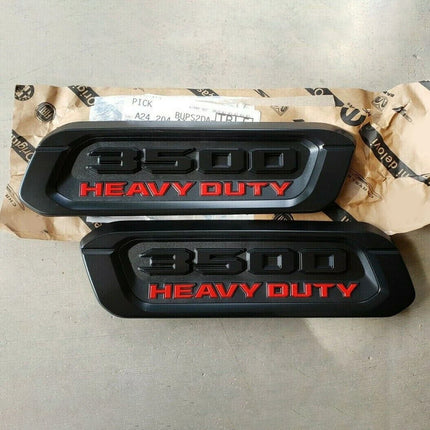 Hood Emblems for 2019–2026 RAM 3500 Heavy Duty Left Right Badge Set (Black/Red)