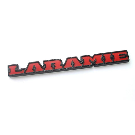 Tailgate Badge for 2019–2026 RAM 1500 Laramie Emblem Replacement (Black/Red/Chrome)