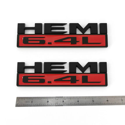Hood Side Emblem Badges for RAM 2500/3500 2019‑2022 6.4L HEMI  (Black/Red/White/Chrome)