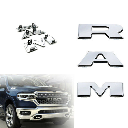 Grille Front Emblem Badge for 2019–2024 RAM 1500 68298470AA (Black/Red/Chrome)