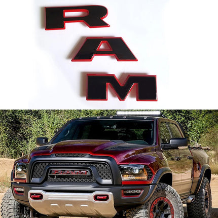 Grille Front Emblem Badge for 2019–2024 RAM 1500 68298470AA (Black/Red/Chrome)