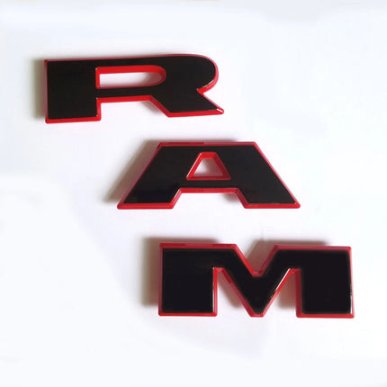 Grille Front Emblem Badge for 2019–2024 RAM 1500 68298470AA (Black/Red/Chrome)