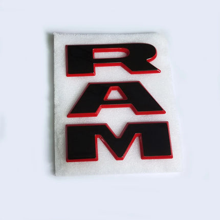 Grille Front Emblem Badge for 2019–2024 RAM 1500 68298470AA (Black/Red/Chrome)