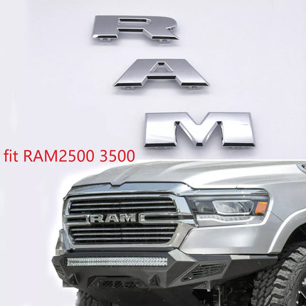 Front Grille Emblem Assembly designed for 2019–2024 RAM 2500 3500 (Black/Chrome)