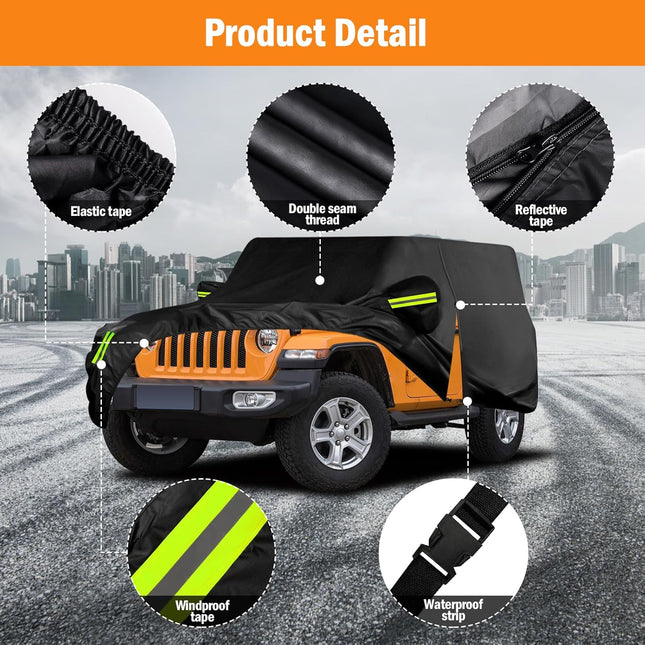 Waterproof Car Cover for Jeep Wrangler 2-Door 1987-2025, Outdoor