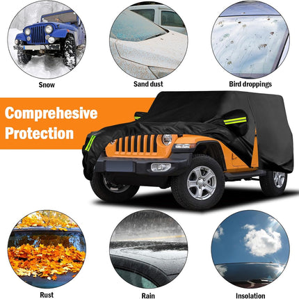 Waterproof Car Cover for Jeep Wrangler 2-Door 1987-2025, Outdoor